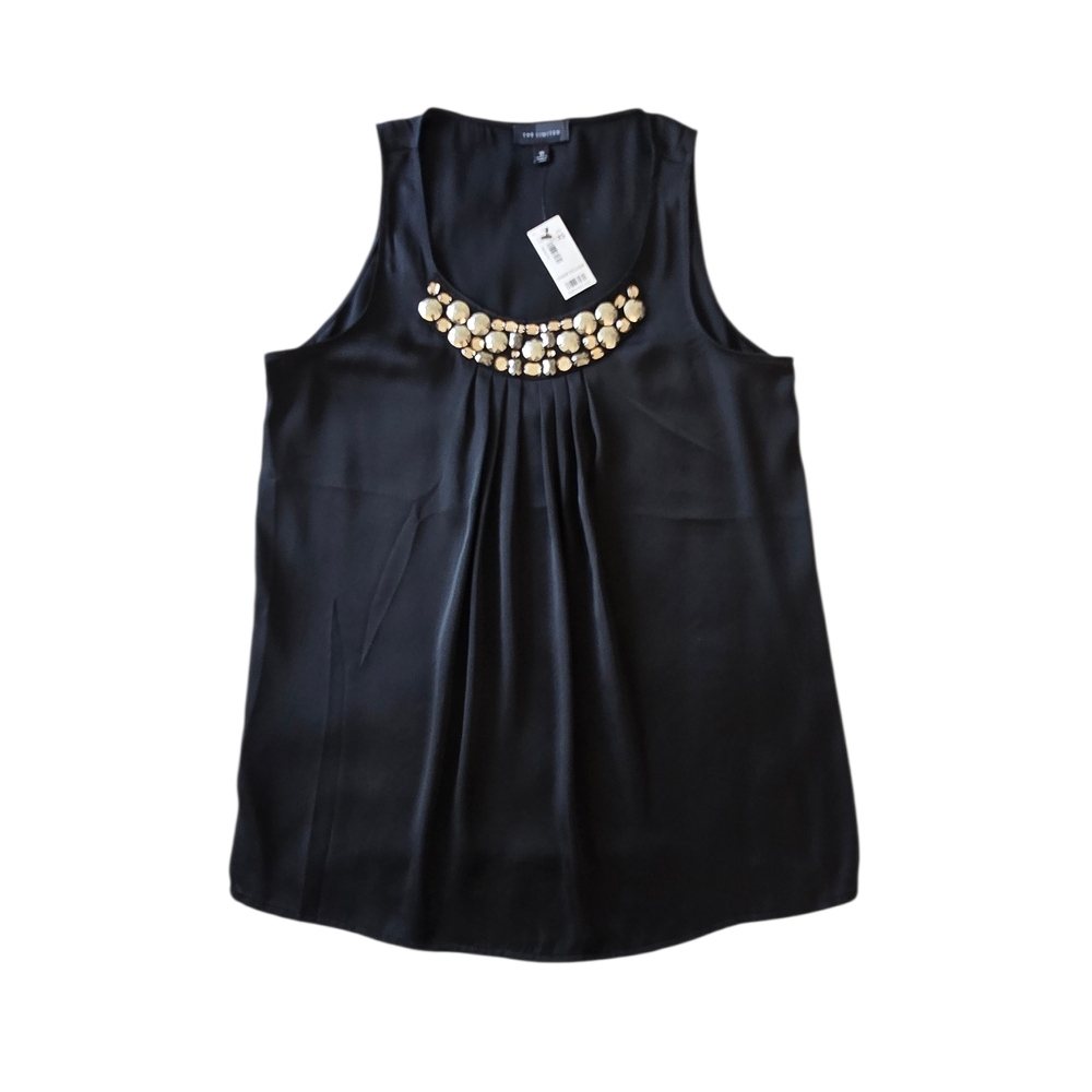 Elegant Black Sleeveless Top with Embellishments